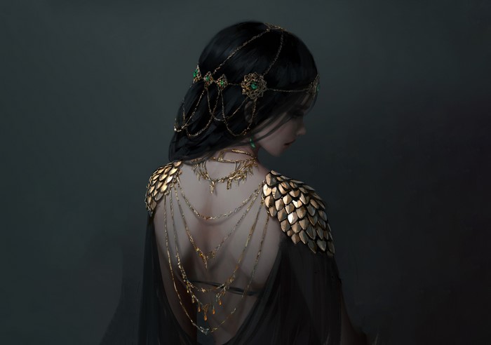 4K Fantasy Girl with Black Hair by WLOP