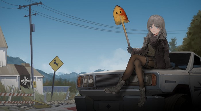 Anime girl with shovel from Far Cry 5