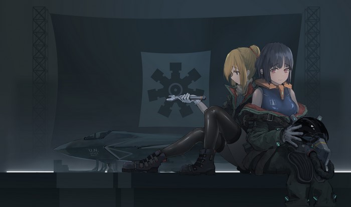 Anime girls with wrench and jet