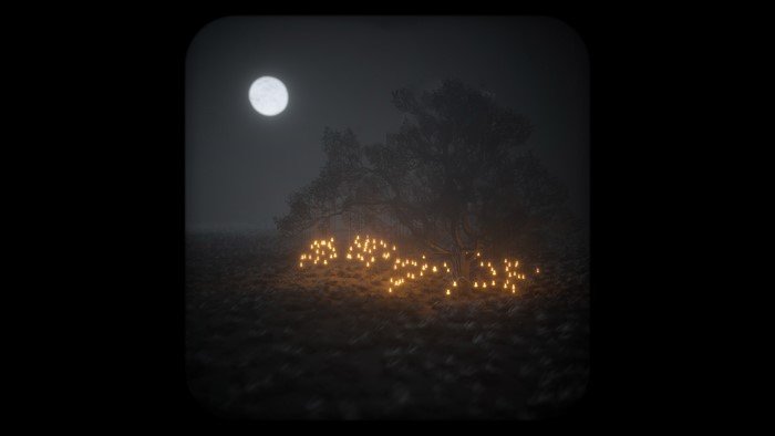 Tree with candles under the moon