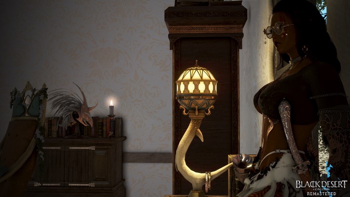 Woman with glasses and ornate lamp in Black Desert Online