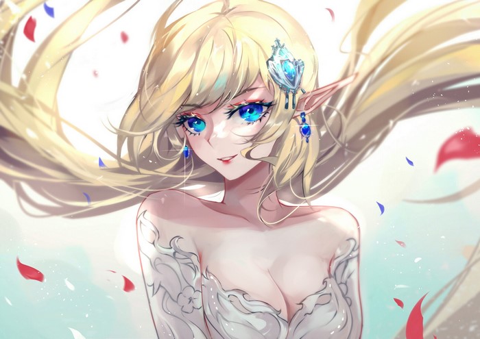 Anime girl with blonde hair and blue eyes