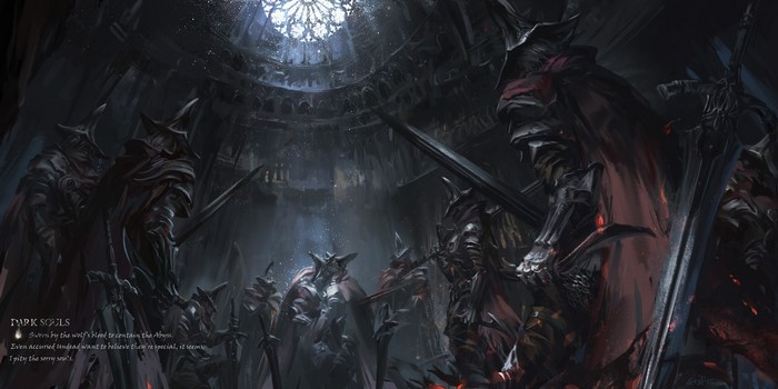 Dark Souls III Abyss Watchers in a dark hall