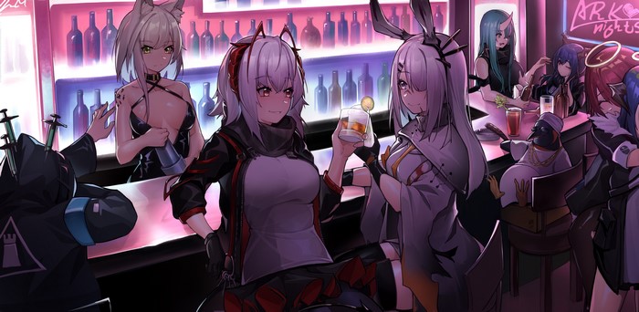 Arknights Characters Gathering in Bar Scene 4K