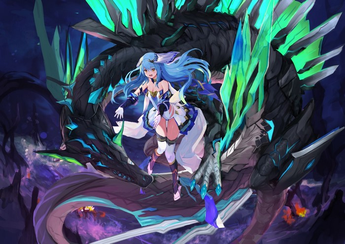 Anime girl with a dragon