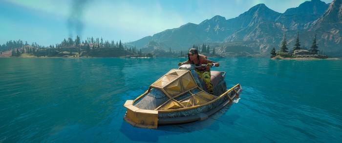 Woman riding a jet ski in Far Cry New Dawn