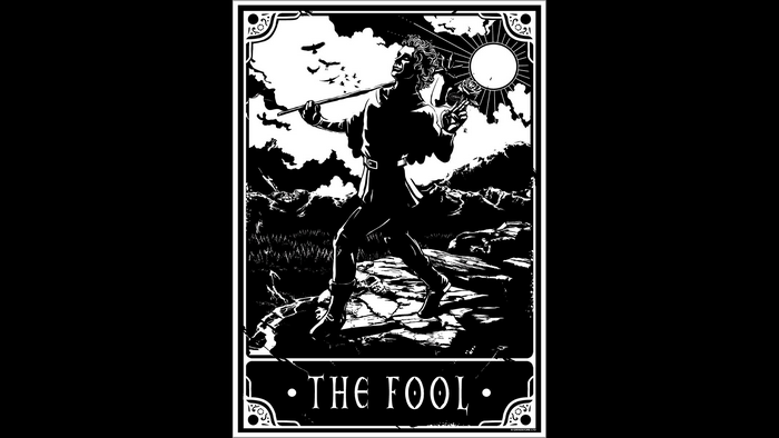 The Fool Tarot Card with Sun and Rose