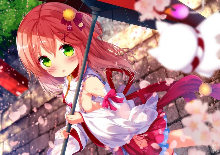 Sakura Miko from Hololive holding an umbrella