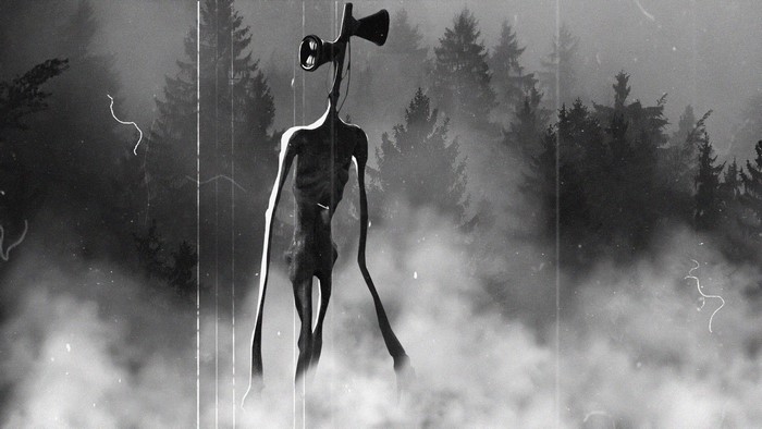 Siren Head in Monochrome Surreal Forest
