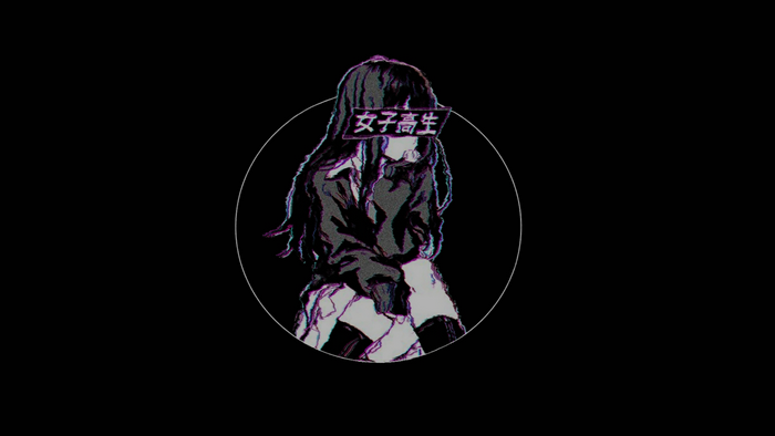 Anime girl with kanji text