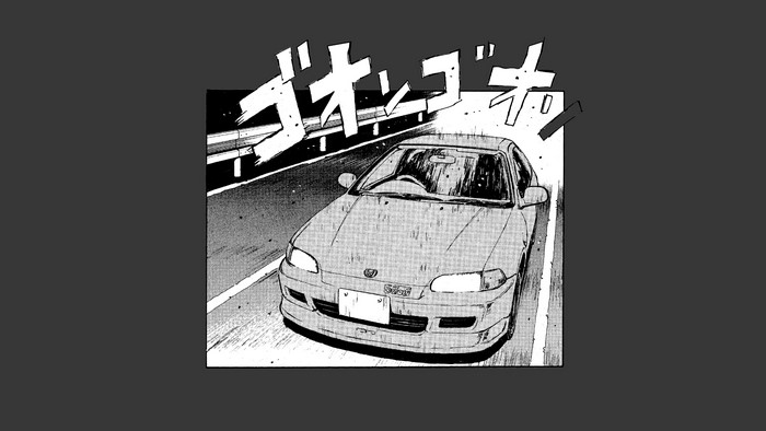 Honda Civic from Initial D, monochrome artwork