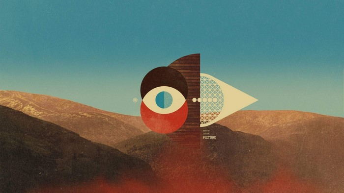 Abstract Eye Collage Over Mountain Landscape