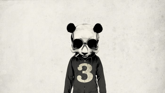Panda skull wearing hoodie with number 3