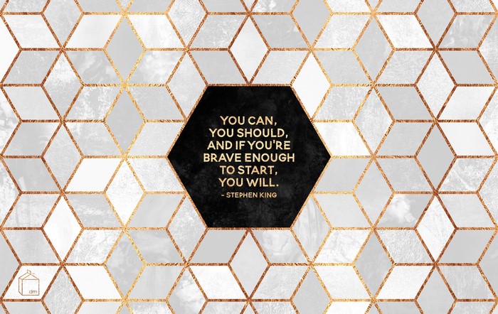 Stephen King Quote on Geometric Background