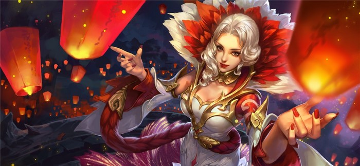 Fantasy girl with blonde hair and red lipstick