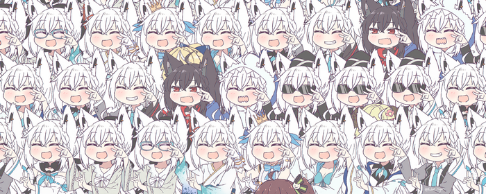 Hololive Virtual YouTubers Shirakami Fubuki and friends