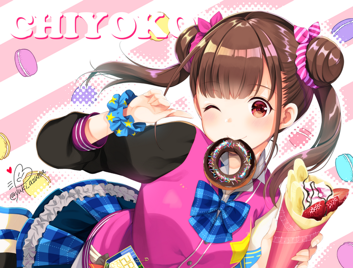Chiyoko with a donut and crepe