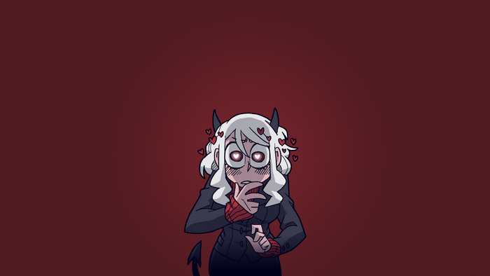 Modeus from Helltaker with heart eyes