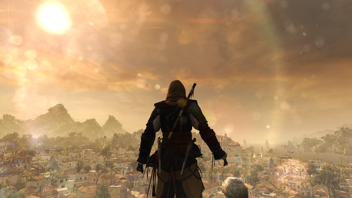 Edward Kenway from Assassin's Creed IV: Black Flag overlooking a city