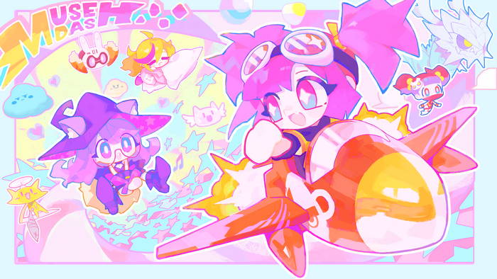 Characters from Muse Dash in a colorful anime style