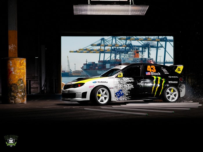 Ken Block's Subaru Impreza WRX STi in a warehouse