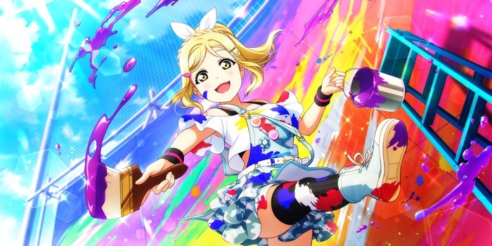Ohara Mari from Love Live! Sunshine!! with paint splatters