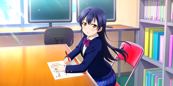 Sonoda Umi from Love Live! Series studying