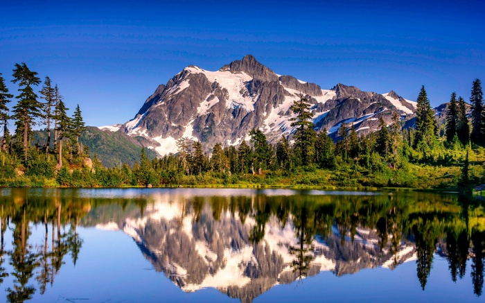 Mount Shuksan reflected in a lake