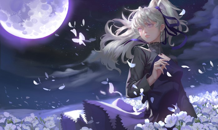 Yin from Darker than Black under moonlight