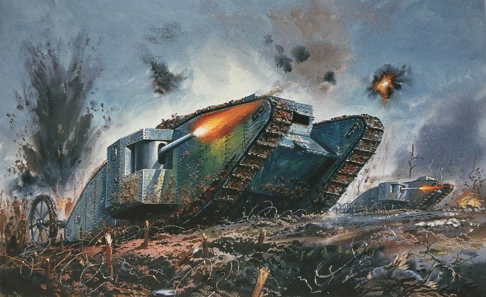 World War I tanks in battle