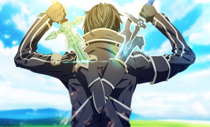 Kirito from Sword Art Online with two swords