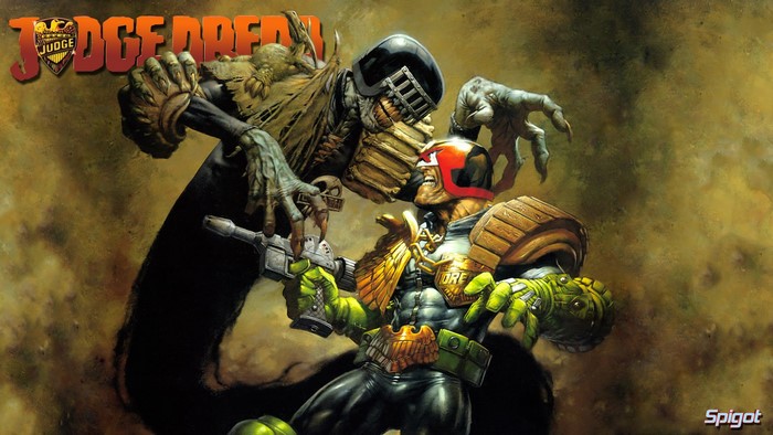 Judge Dredd fighting Judge Death from Judge Dredd comics
