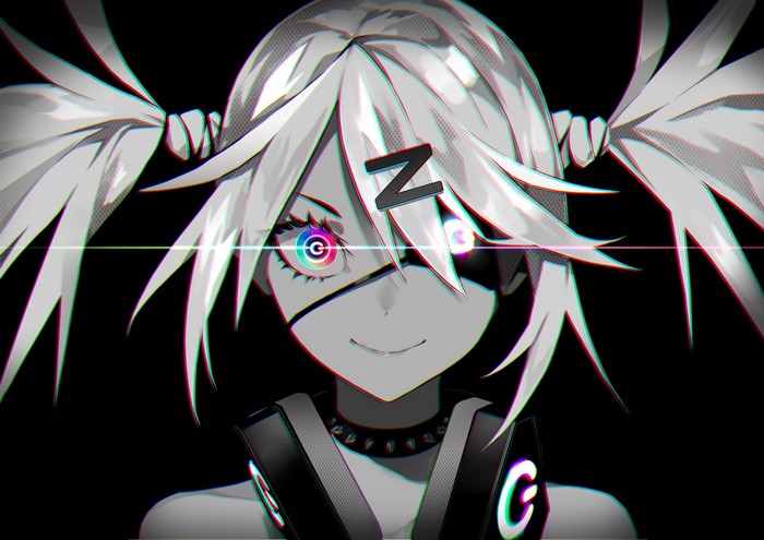 Anime girl with pigtails and headphones