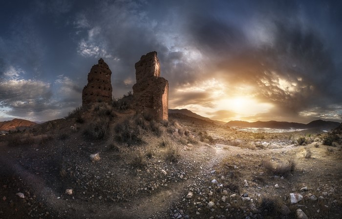 Ruins in Andalusia at sunset