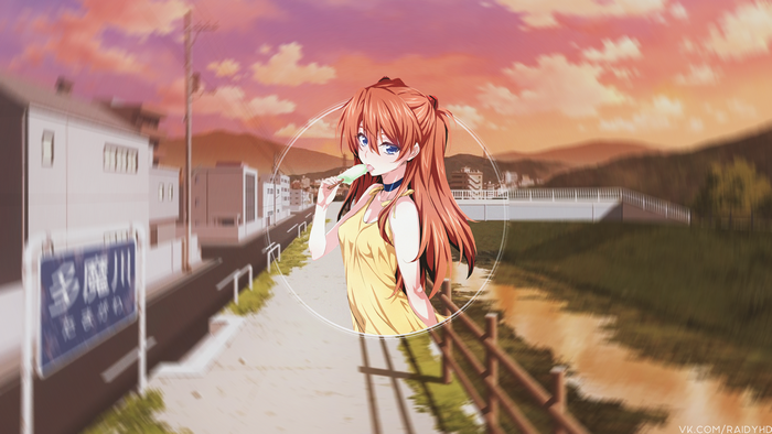 Asuka Langley Soryu from Neon Genesis Evangelion eating popsicle