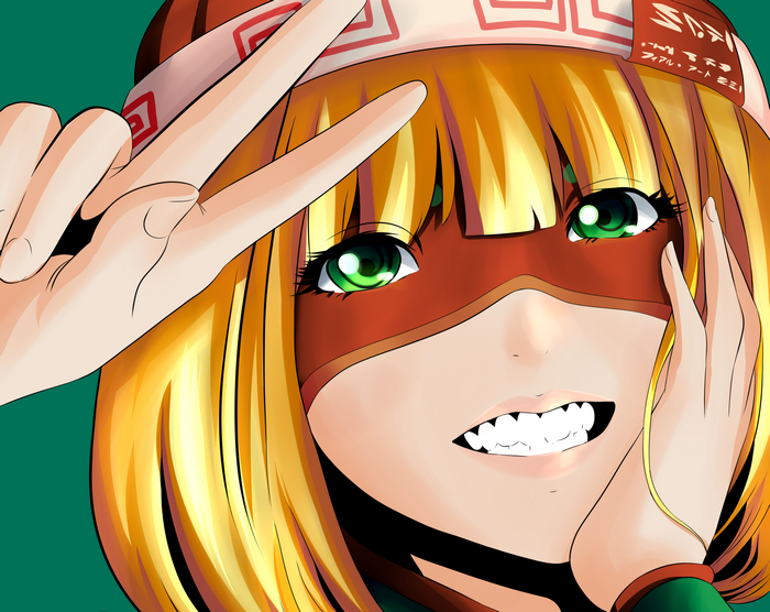 Anime girl with blonde hair and red mask