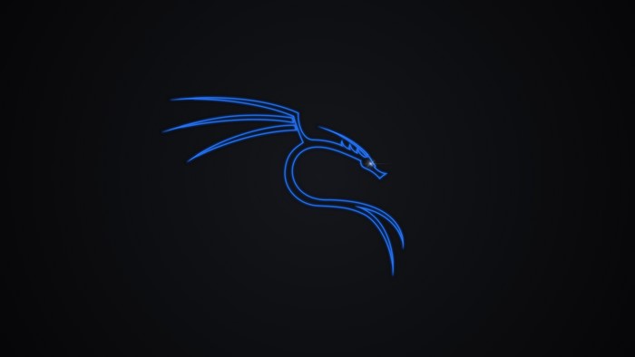 Kali Linux neon dragon logo on dark background