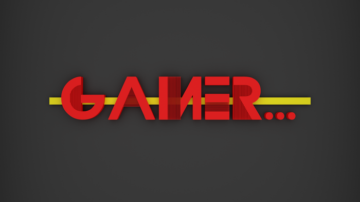 Gamer text with yellow line and dots