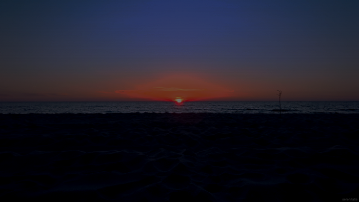 Sunset over the Baltic Sea from a beach