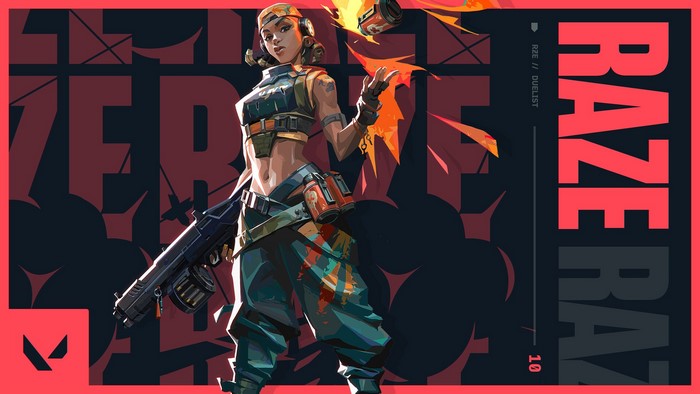 Raze from Valorant with a weapon