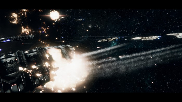 4K Space Battle with Explosions and Spaceships