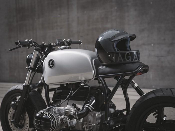 BMW R80RT motorcycle with helmet