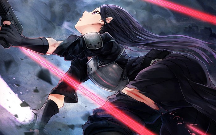 Kirigaya Kazuto from Sword Art Online with a gun