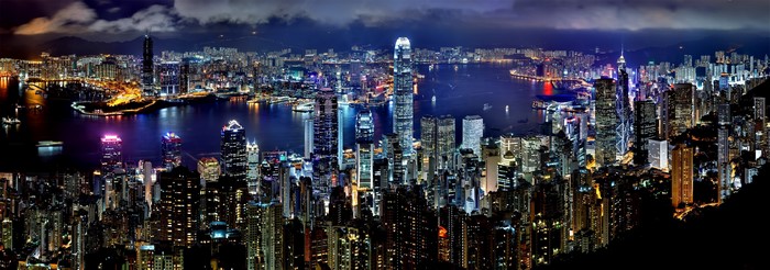 4K Hong Kong Victoria Harbour cityscape at night