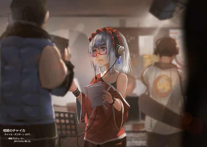 Chaika from Hitsugi no Chaika in a recording studio
