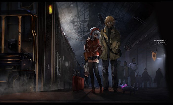 Chaika Bogdan from Hitsugi no Chaika at a train station