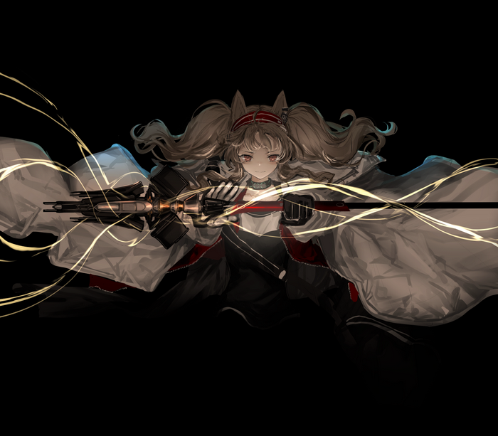 Angelina from Arknights holding a weapon