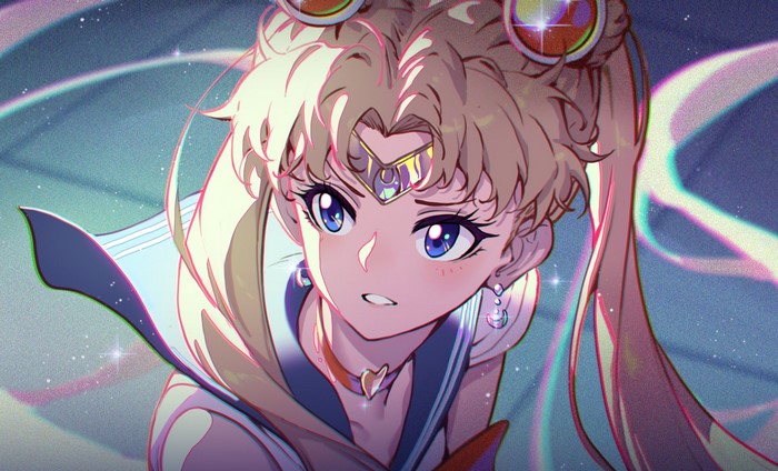 Tsukino Usagi Digital Portrait with Blue Eyes