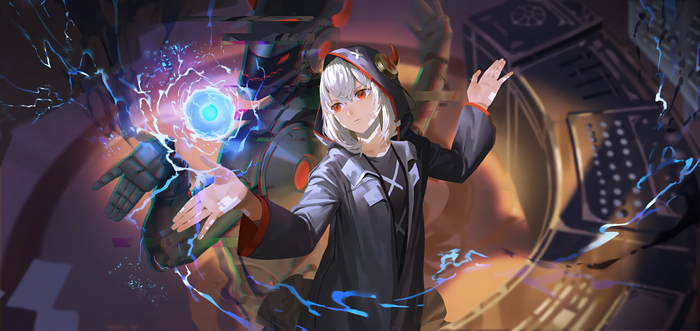 4K Anime Girl with Cybernetic Aura in Cytus Style