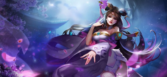 Fantasy girl in traditional Chinese attire with flowers